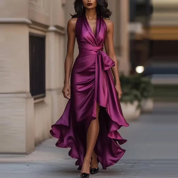 Robe Maxi Asymétrique Épaules Nues pour Femme
