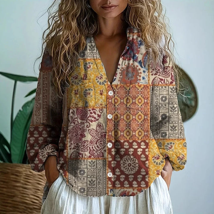 Blouse Fleurie Femme Col V Style Bohème