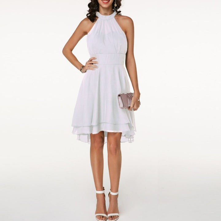 Robe Courte Femme Col Halter Fluide Soirée
