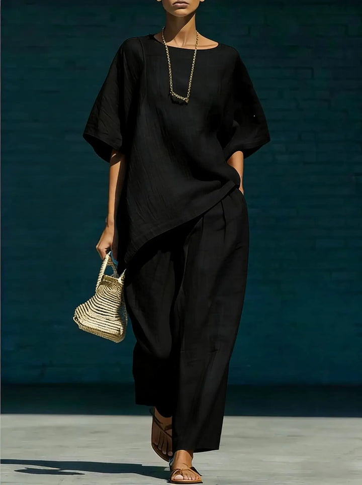 Asymmetrical Tunic and Pants Set for Women