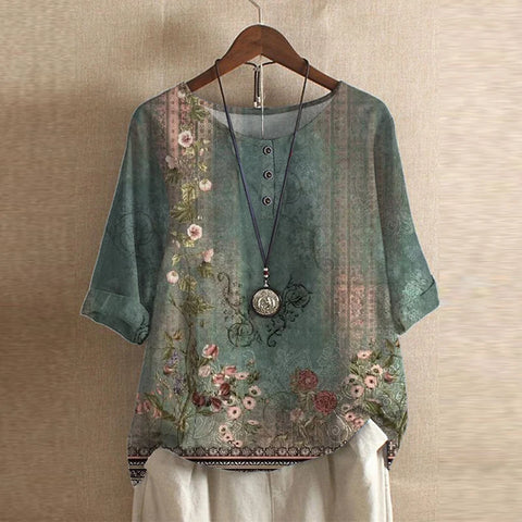 Blouse Bohème Fluide Femme Imprimé Artistique