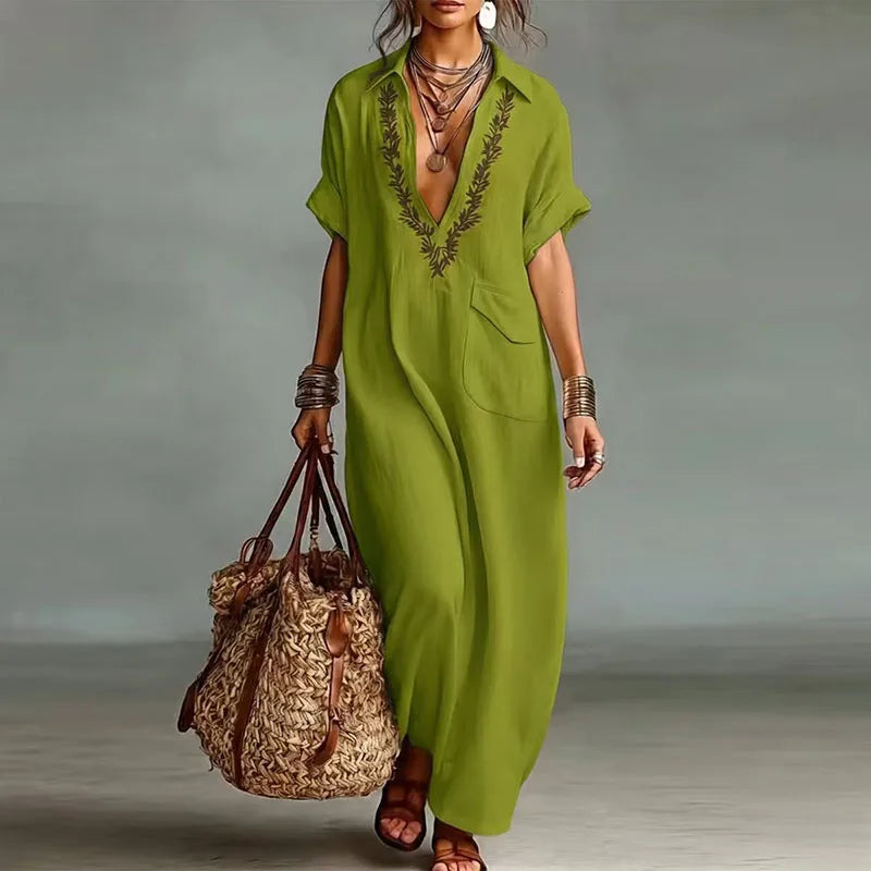 Robe Maxi Bohème Femme Décolleté V Imprimée