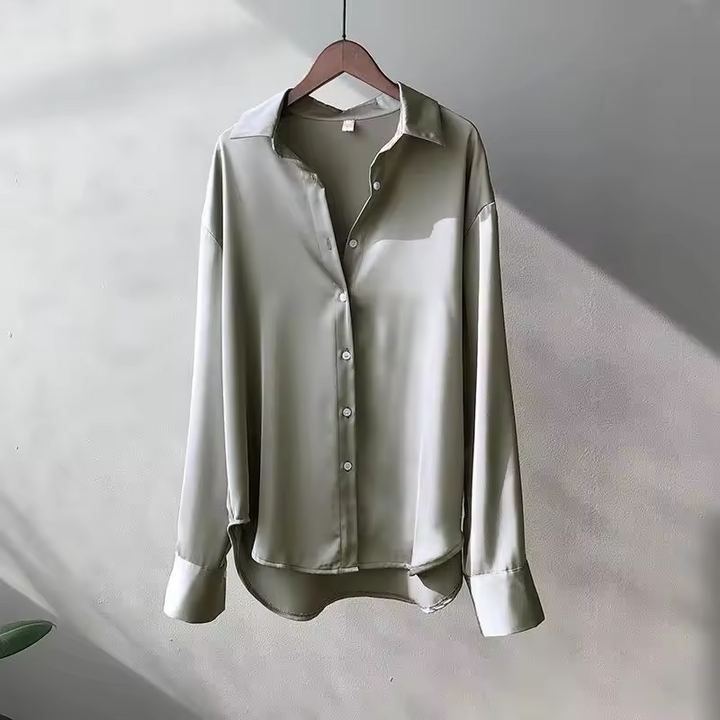 Blouse Satinée Femme Boutonnée Manches Longues
