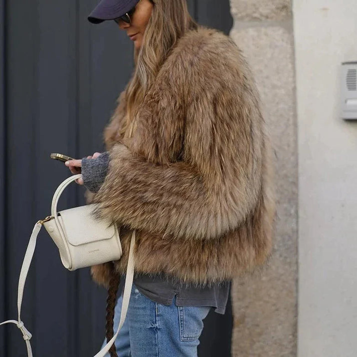 Cappotto oversize in pelliccia sintetica da donna per l'inverno