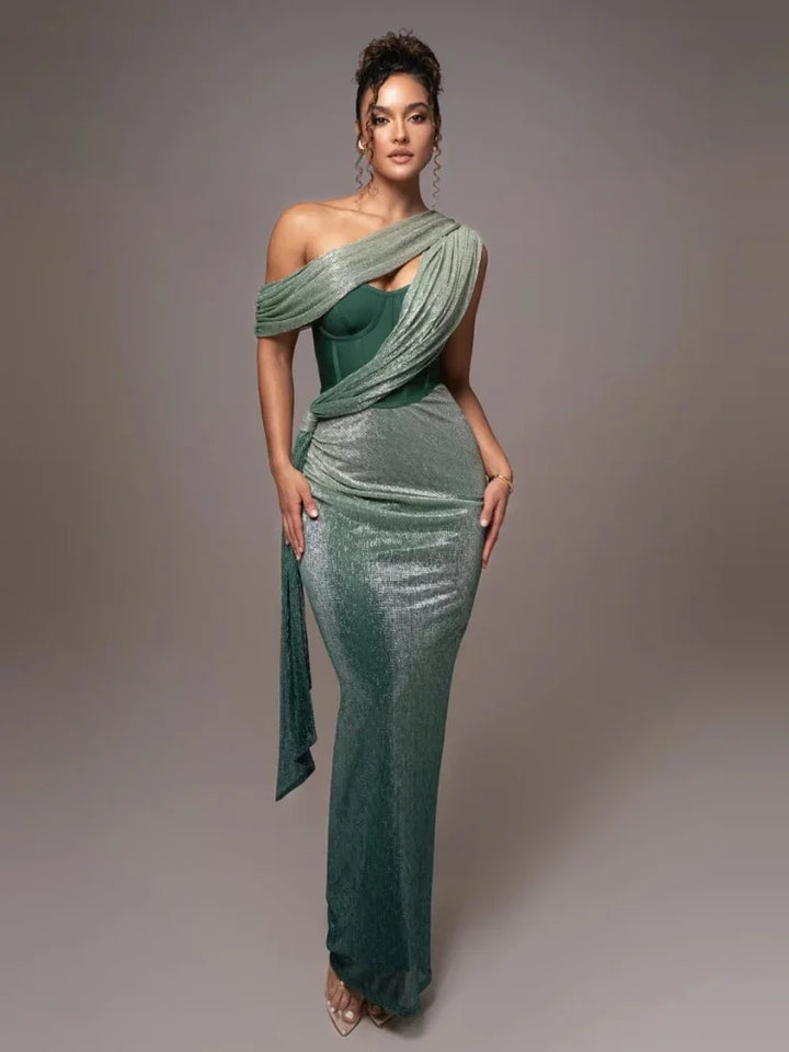 Robe Longue Femme Épaule Dénudée Soirée