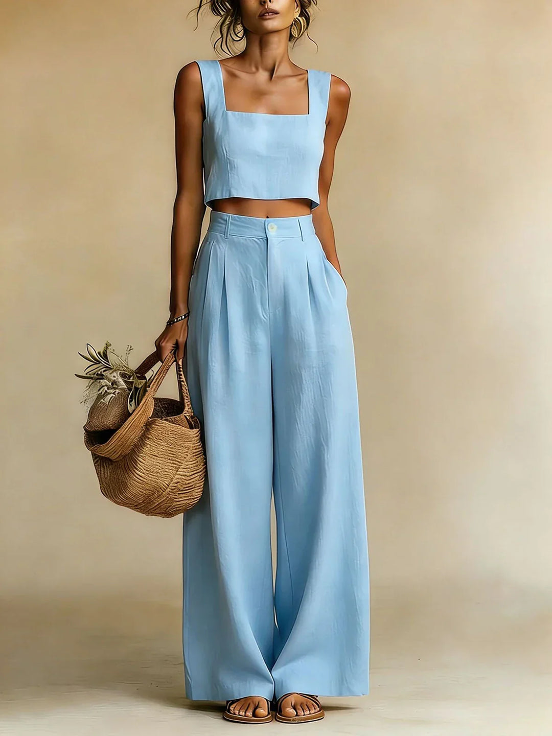 Ensemble Femme Haut et Pantalon Palazzo Fluide
