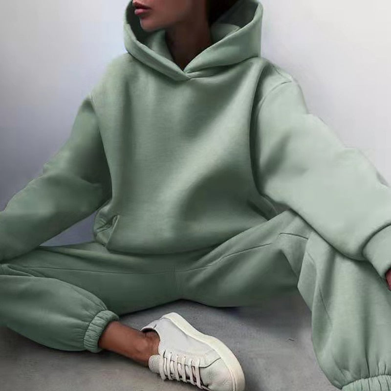 Conjunto de dos piezas para mujer: sudadera con capucha y pantalón de jogging