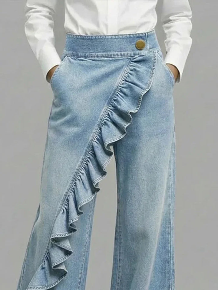 Jean Femme Asymétrique Jambes Larges Vintage