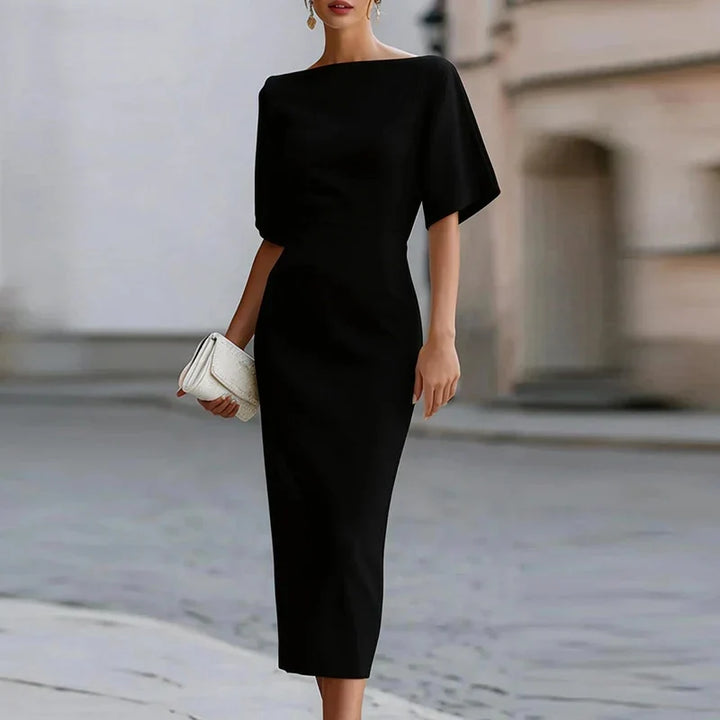 Robe Midi Sculptante à Encolure Bateau Pour Femme