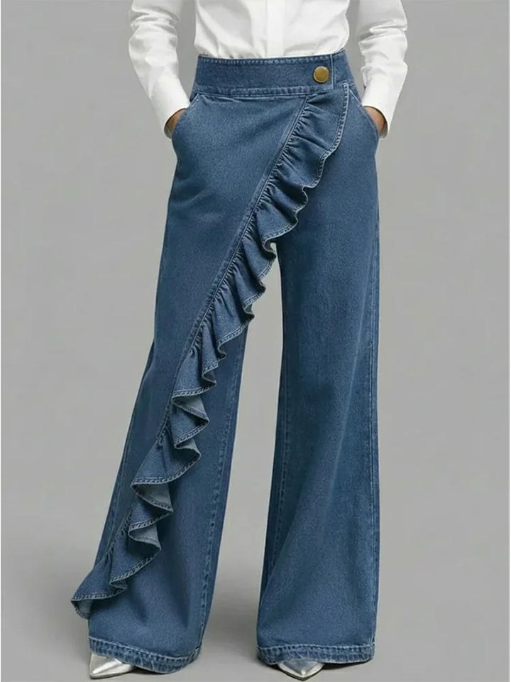 Jean Femme Asymétrique Jambes Larges Vintage