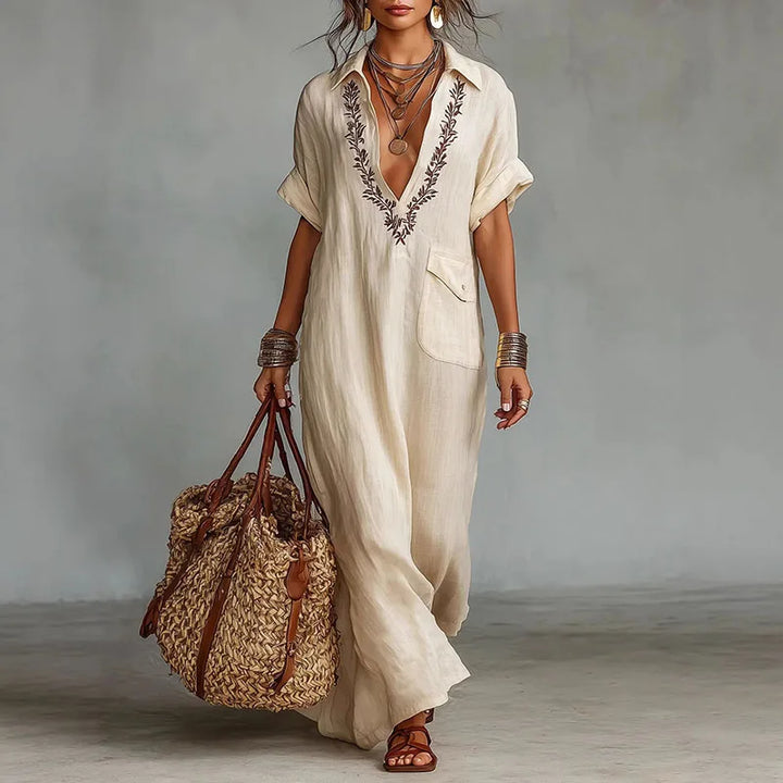 Robe Maxi Bohème Femme Décolleté V Imprimée