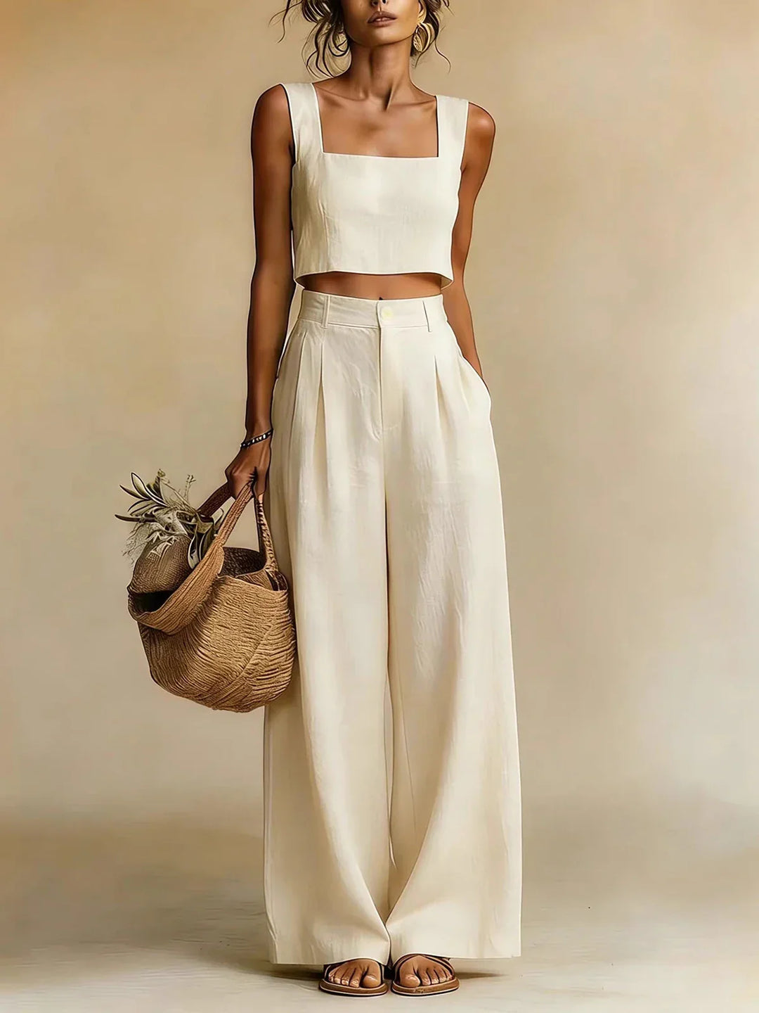 Ensemble Femme Haut et Pantalon Palazzo Fluide