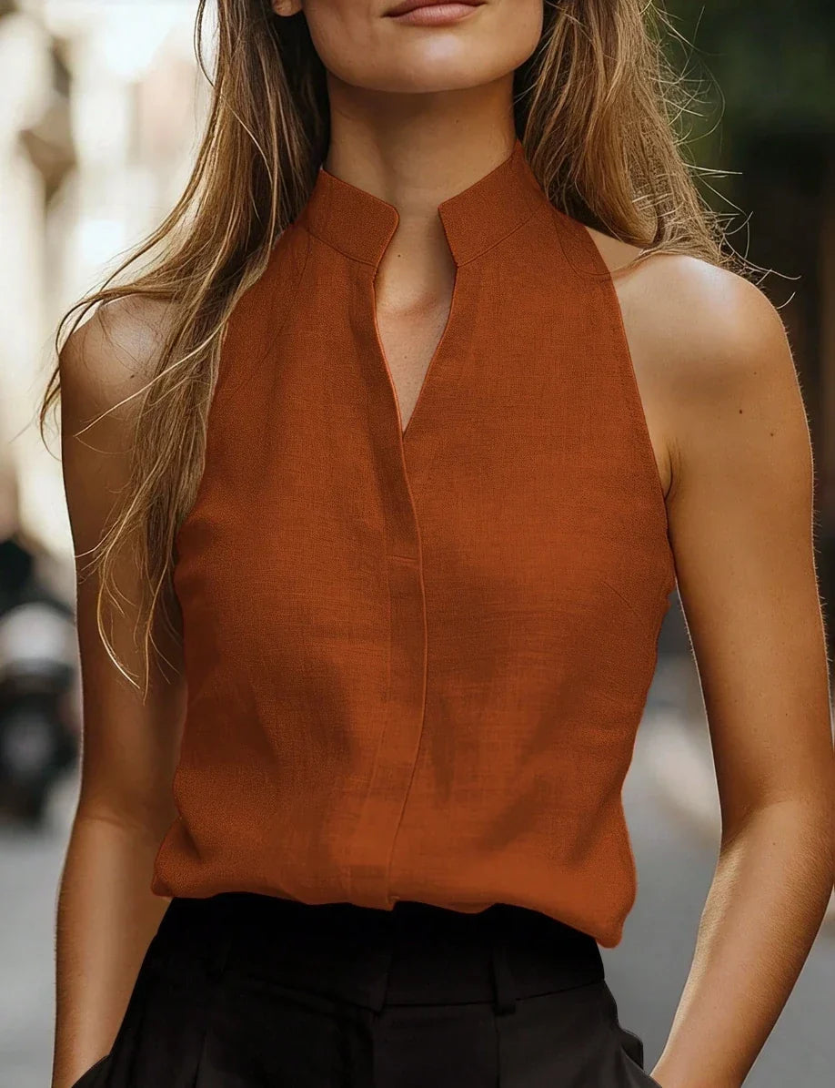 Blouse Pour Femme à Col Officier et Boutonnage à L'avant