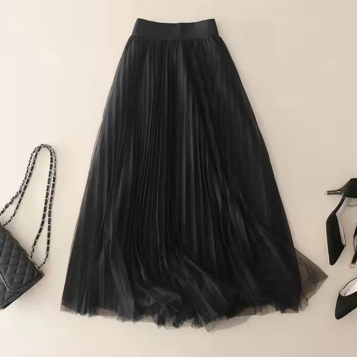 Women's High-Waisted Pleated Maxi Skirt