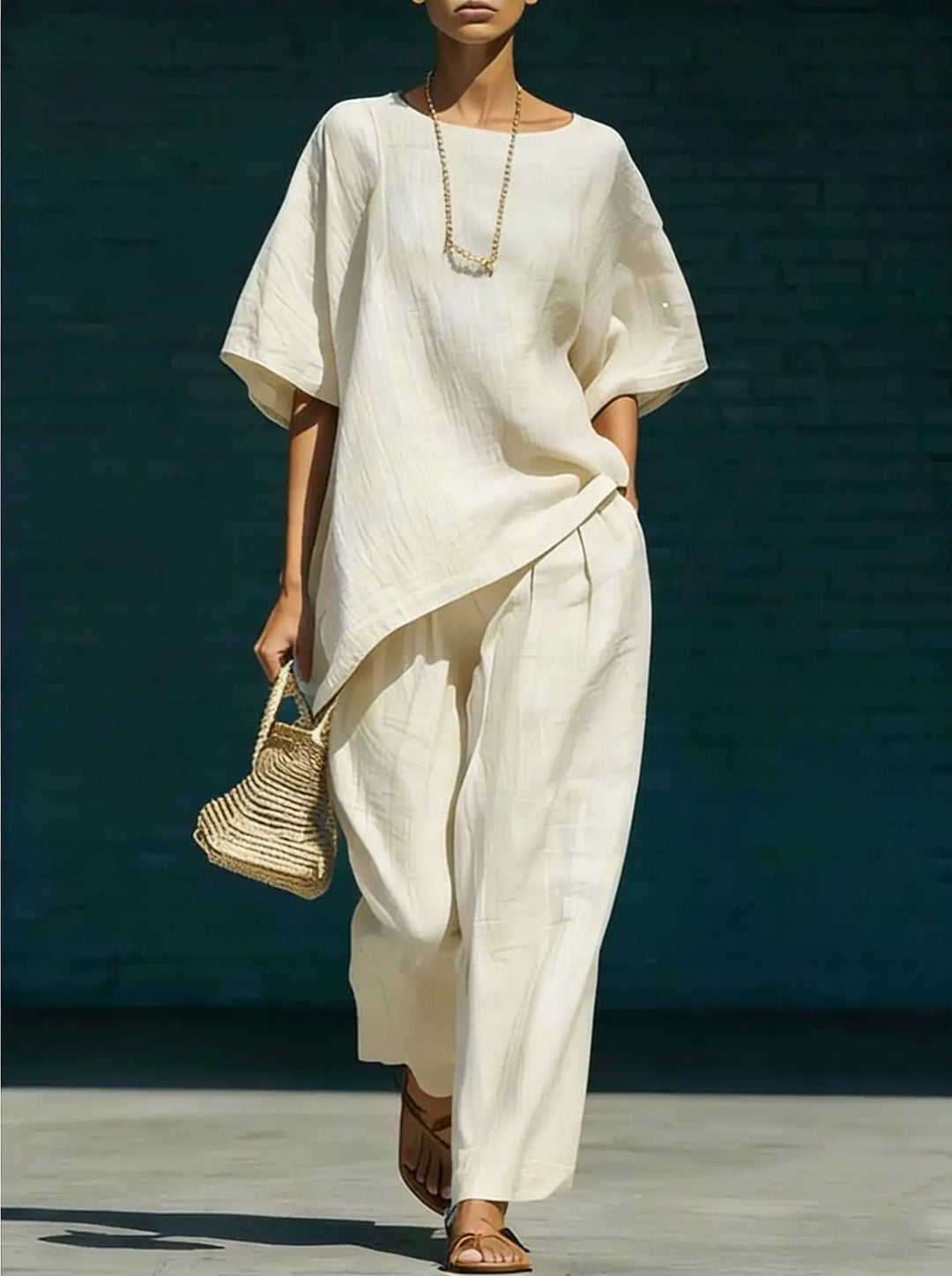 Asymmetrical Tunic and Pants Set for Women