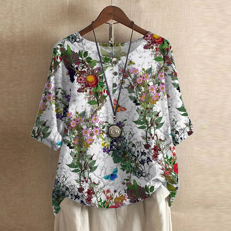 Blouse Bohème Fluide Femme Imprimé Artistique
