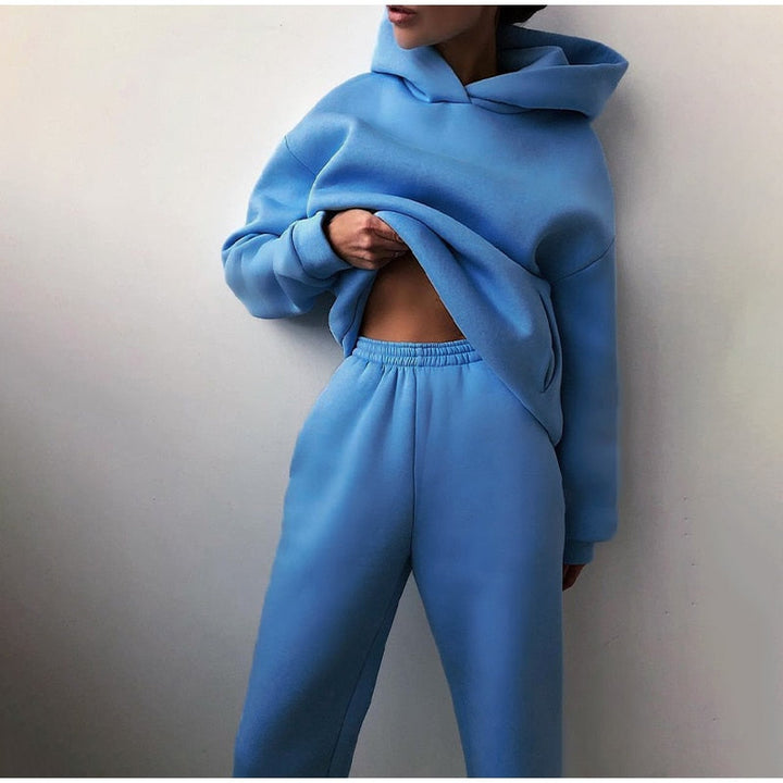 Conjunto de dos piezas para mujer: sudadera con capucha y pantalón de jogging