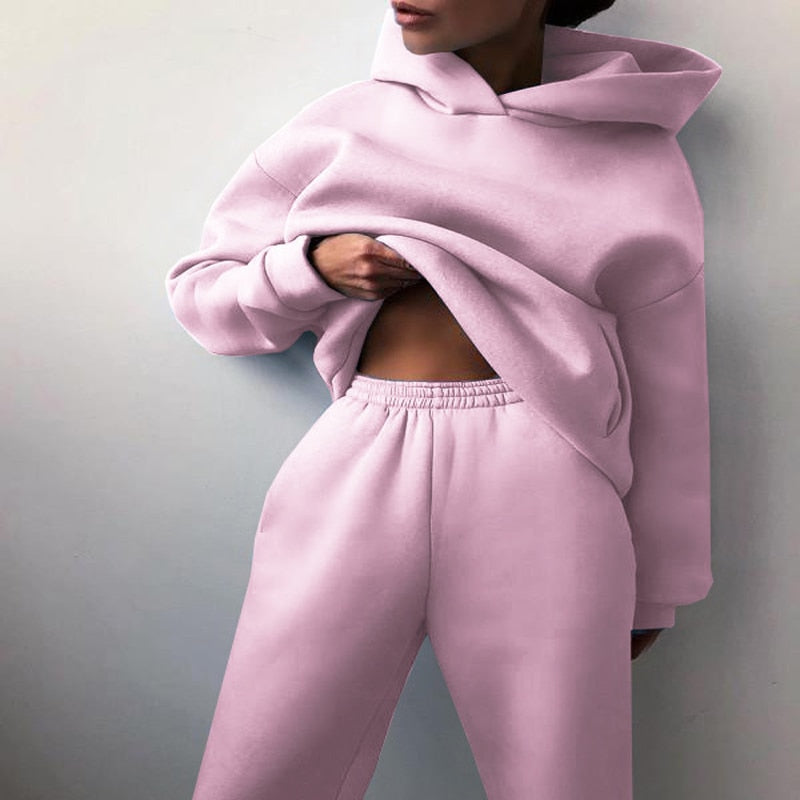 Conjunto de dos piezas para mujer: sudadera con capucha y pantalón de jogging
