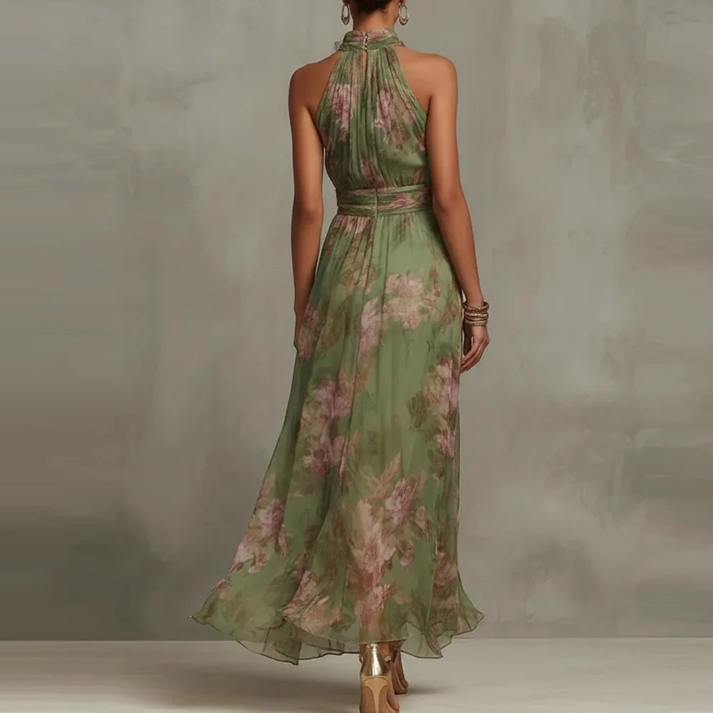 Robe Longue Femme Col Cache-Cœur Floral