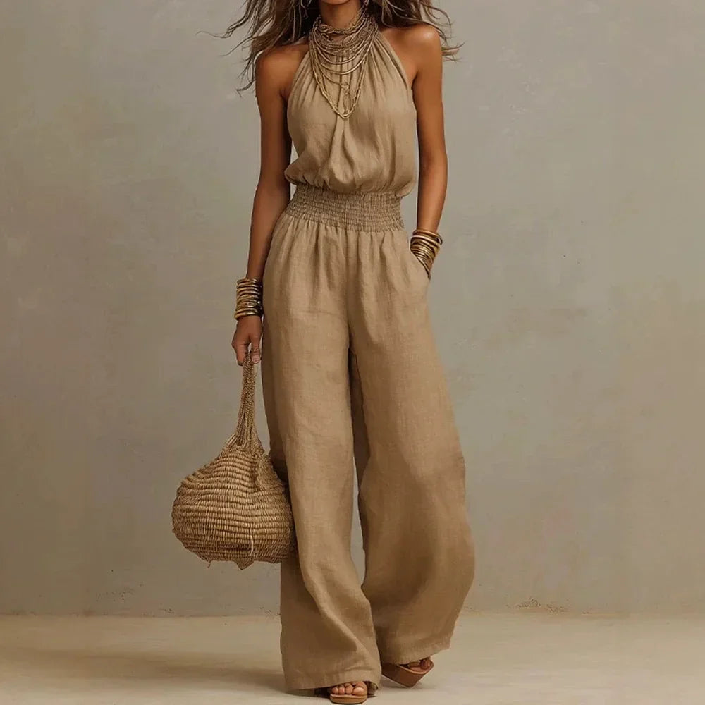 Combinaison D'été Sans Manches à Jambes Larges Pour Femme