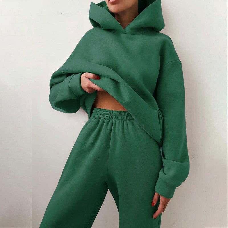 Conjunto de dos piezas para mujer: sudadera con capucha y pantalón de jogging