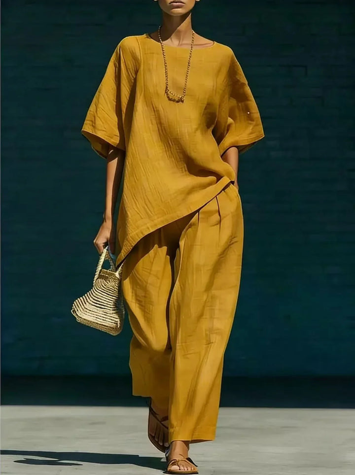 Asymmetrical Tunic and Pants Set for Women