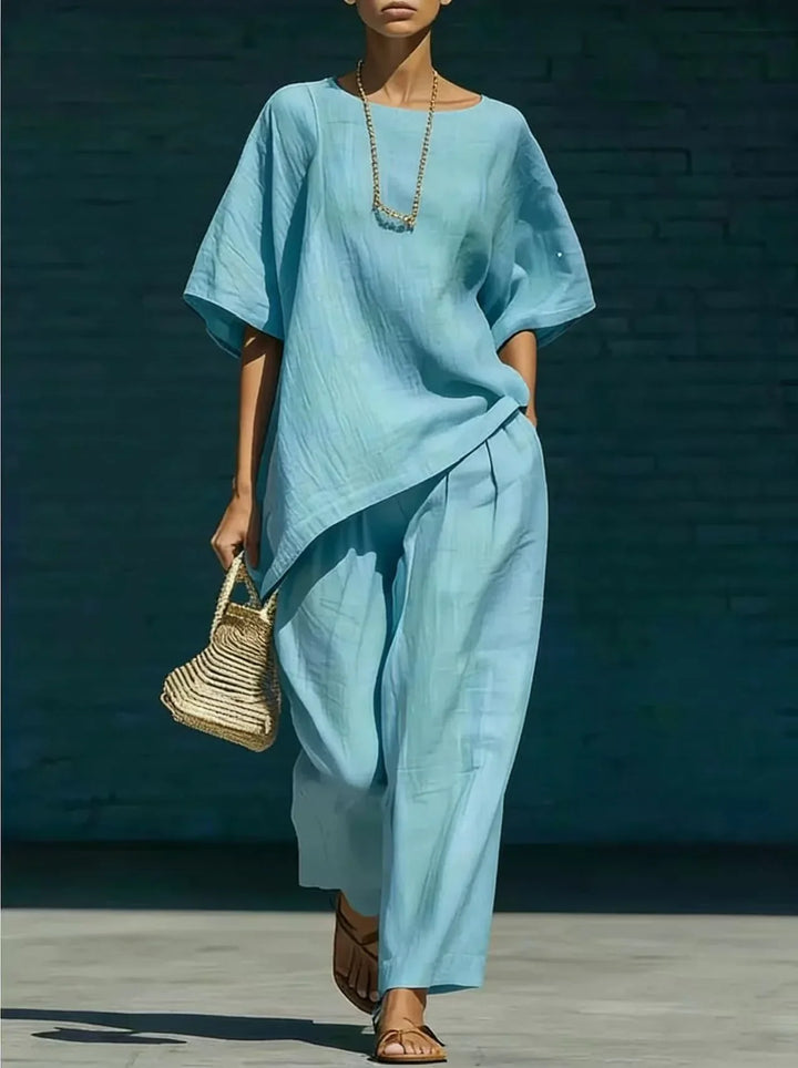 Asymmetrical Tunic and Pants Set for Women