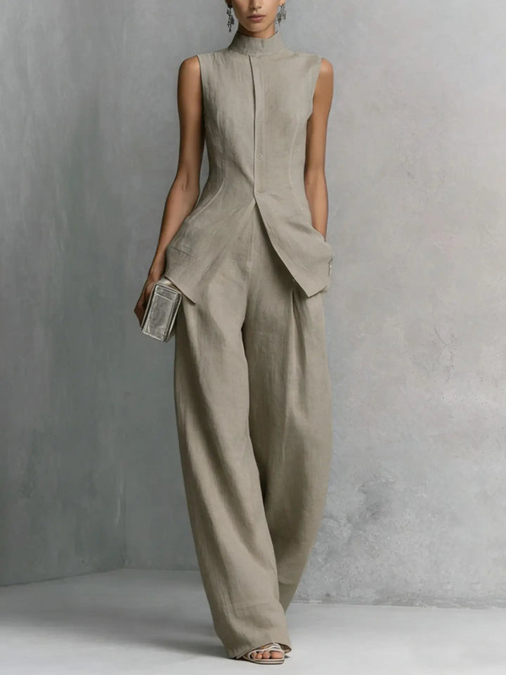 Women's Sleeveless Wide-Leg Jumpsuit