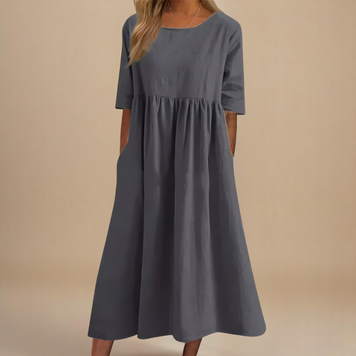 Robe Midi Lin Femme Taille Empire
