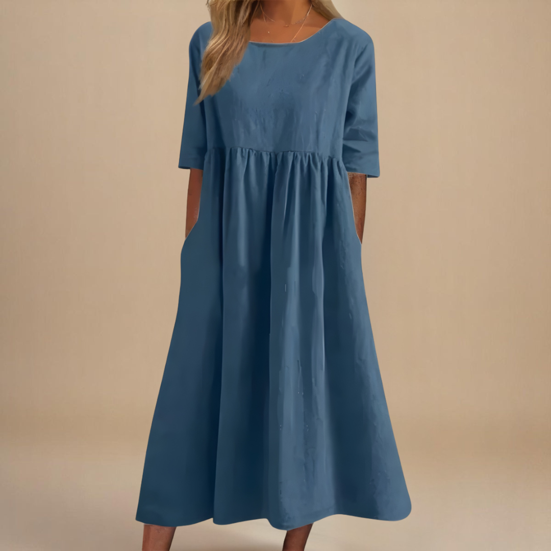 Robe Midi Lin Femme Taille Empire