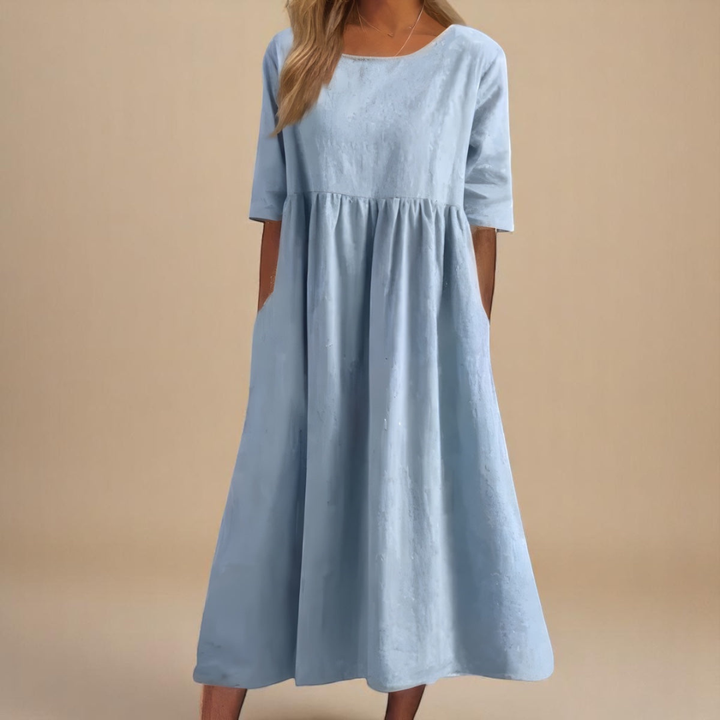 Robe Midi Lin Femme Taille Empire