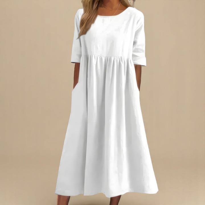 Robe Midi Lin Femme Taille Empire