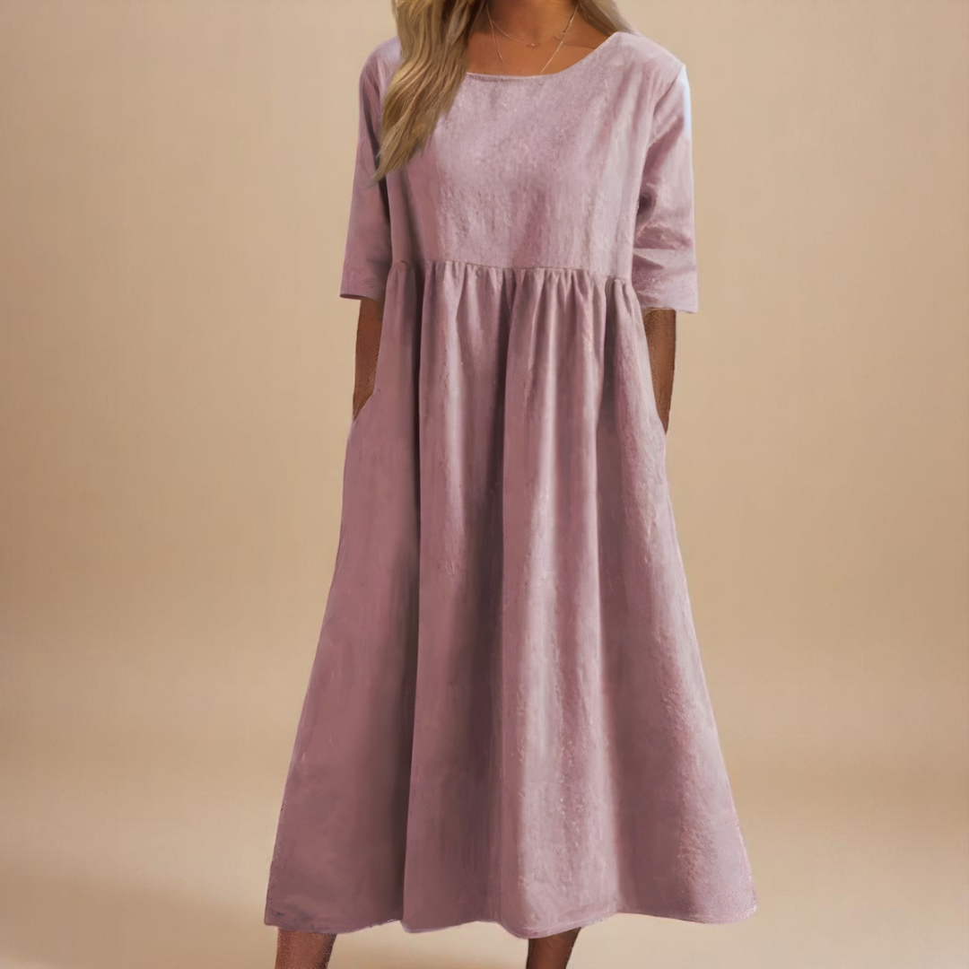 Robe Midi Lin Femme Taille Empire