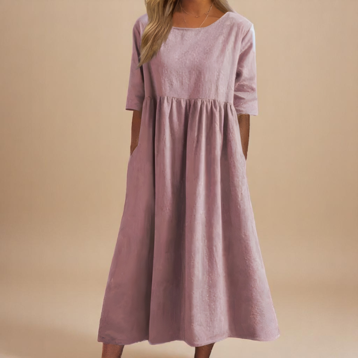 Robe Midi Lin Femme Taille Empire