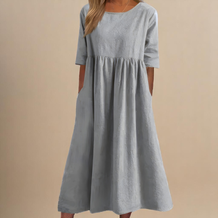 Robe Midi Lin Femme Taille Empire