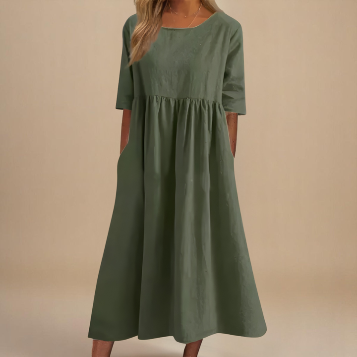 Robe Midi Lin Femme Taille Empire