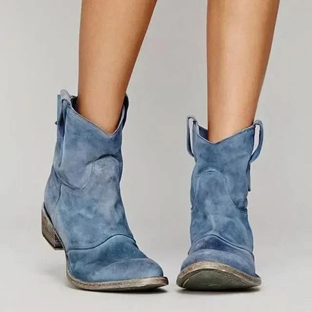 Bottes Style Western Pour Femme à Enfiler et à Petit Talon