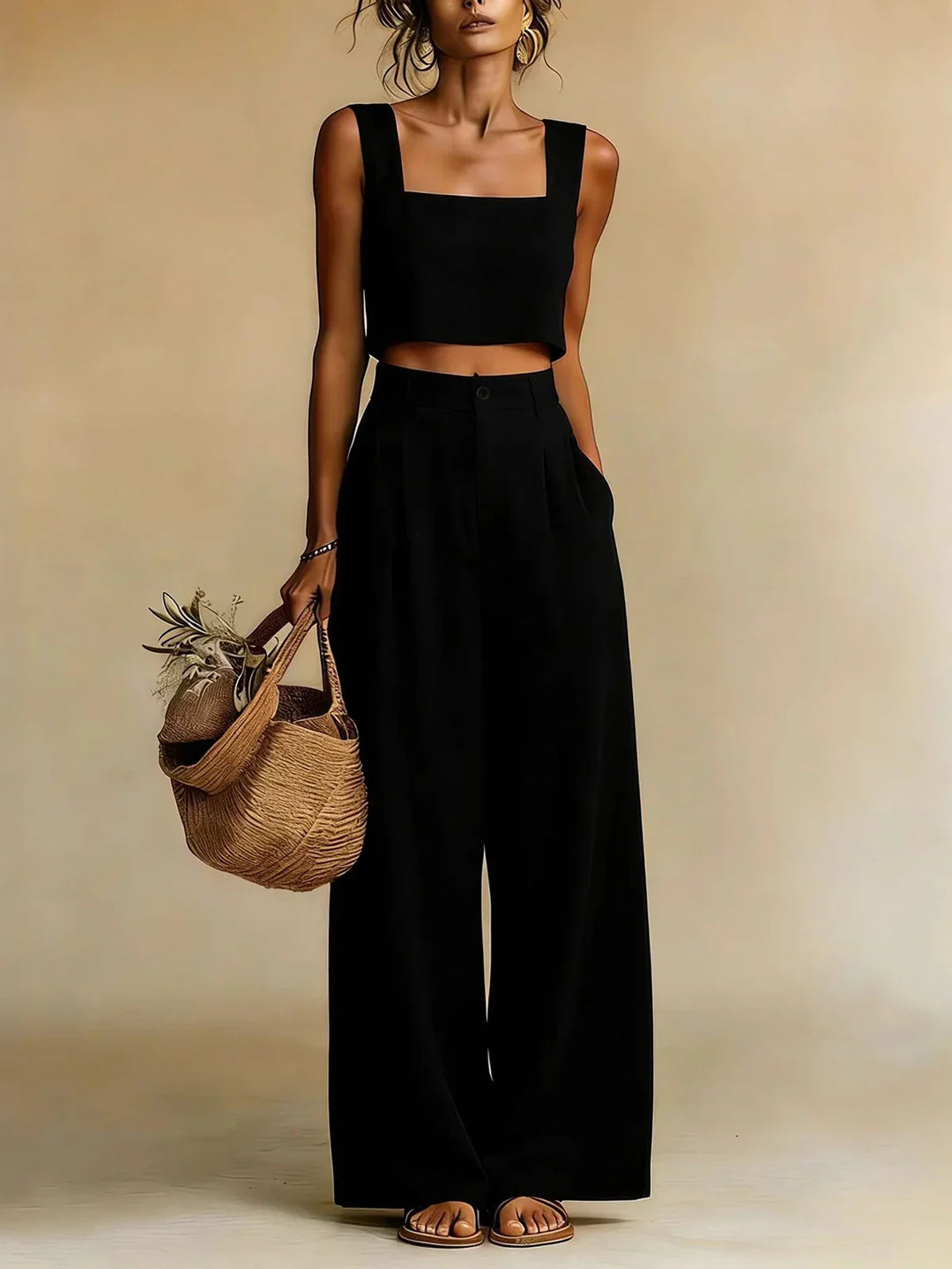 Ensemble Femme Haut et Pantalon Palazzo Fluide