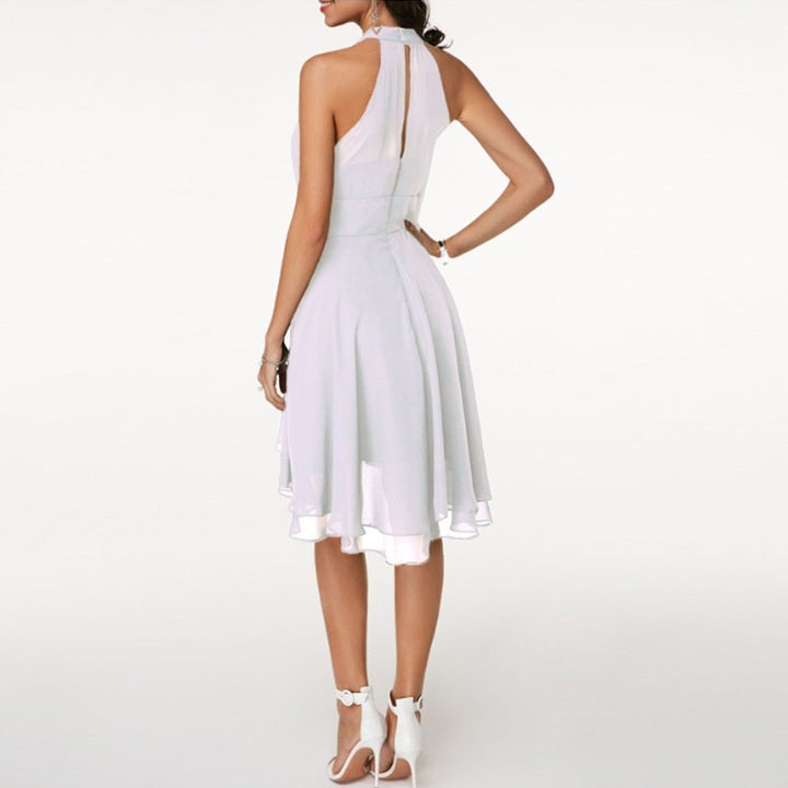 Robe Courte Femme Col Halter Fluide Soirée