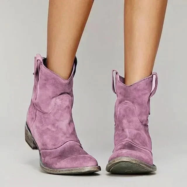 Bottes Style Western Pour Femme à Enfiler et à Petit Talon
