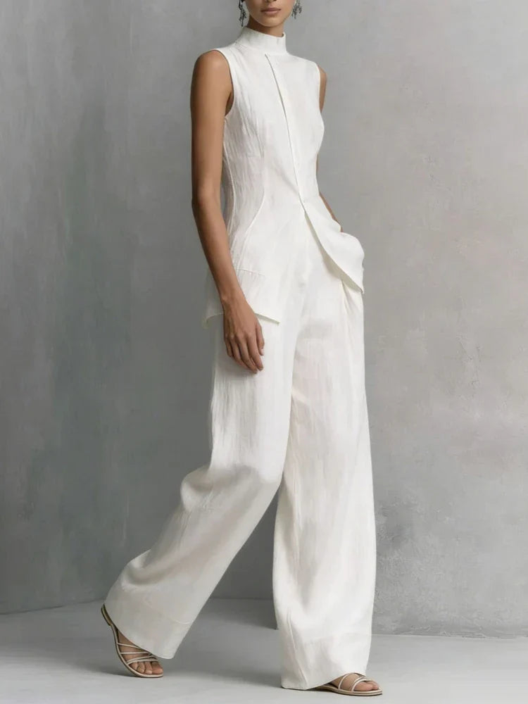 Women's Sleeveless Wide-Leg Jumpsuit