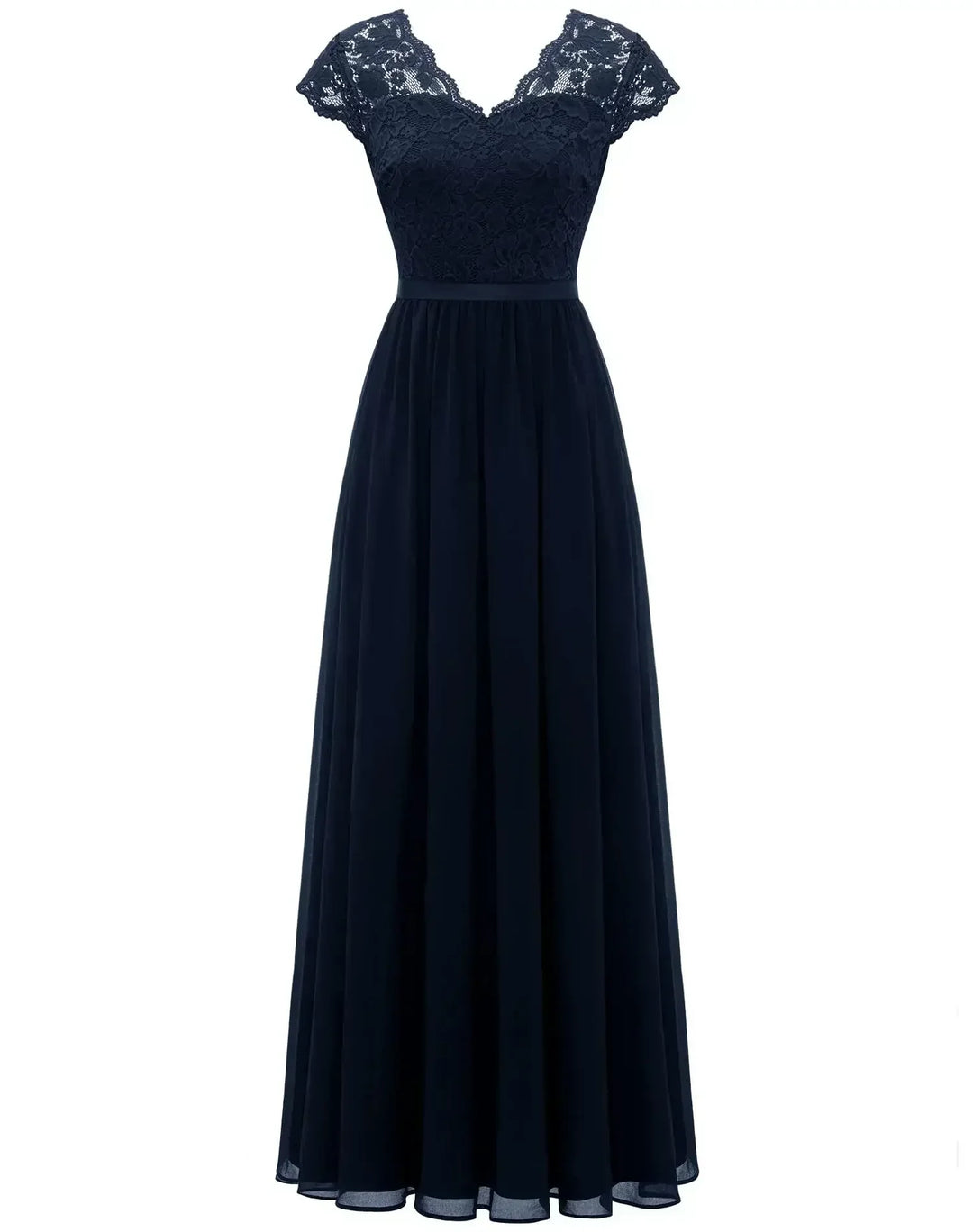 Robe Longue Élégante en Dentelle avec Décolleté en V Pour Femme