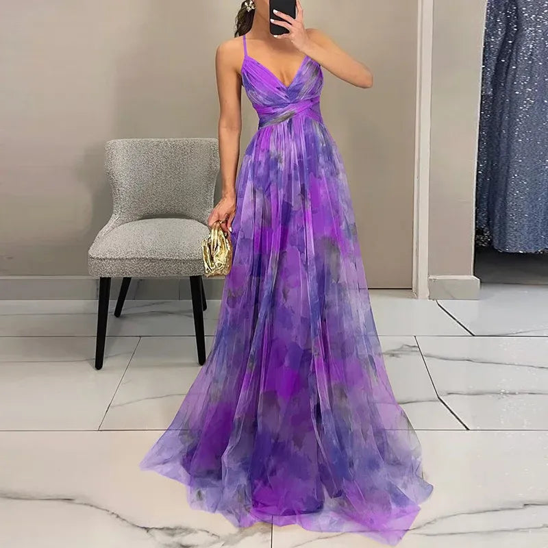 Robe de Soirée Femme Col V Fluide