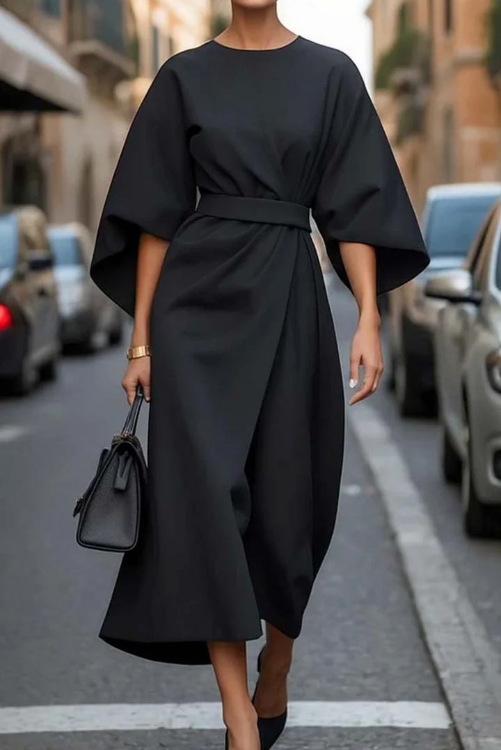 Robe Midi Fluide Structurée Femme