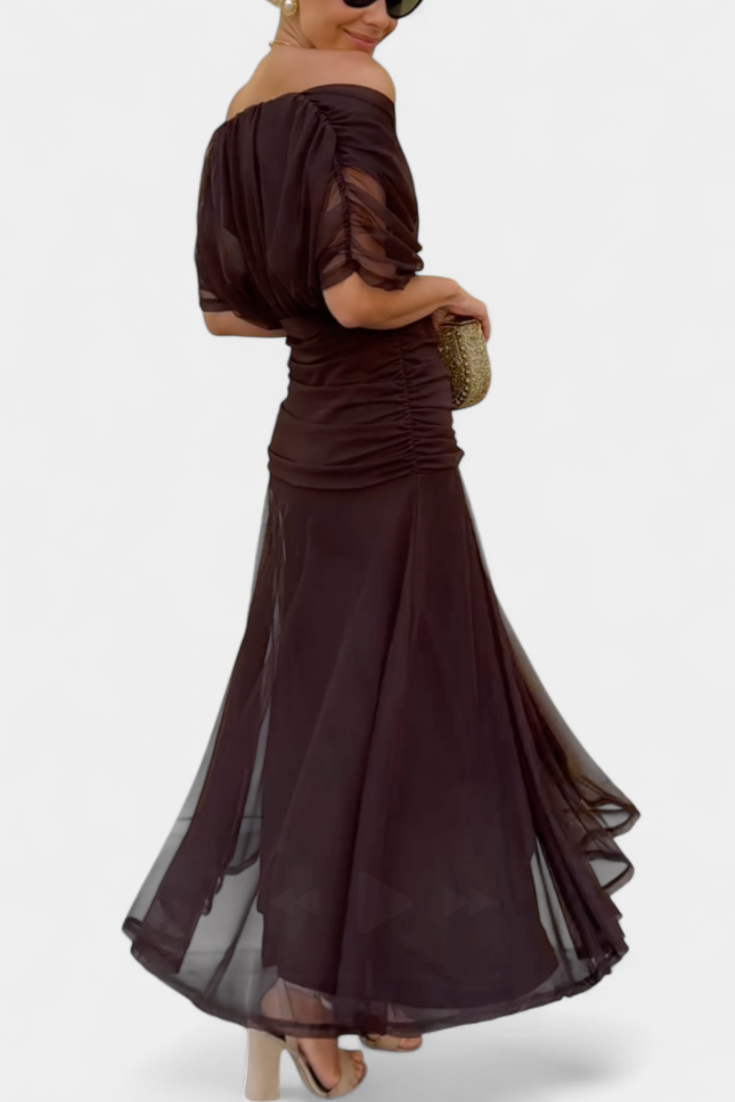 Robe Longue Fluide Femme Épaules Dégagées Soirée
