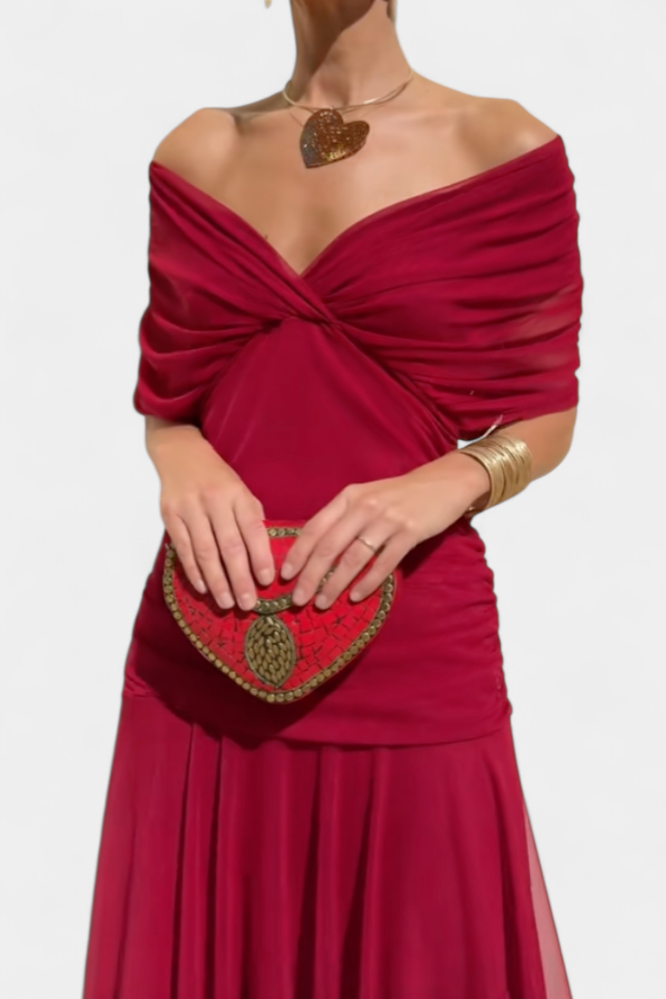Robe Longue Fluide Femme Épaules Dégagées Soirée