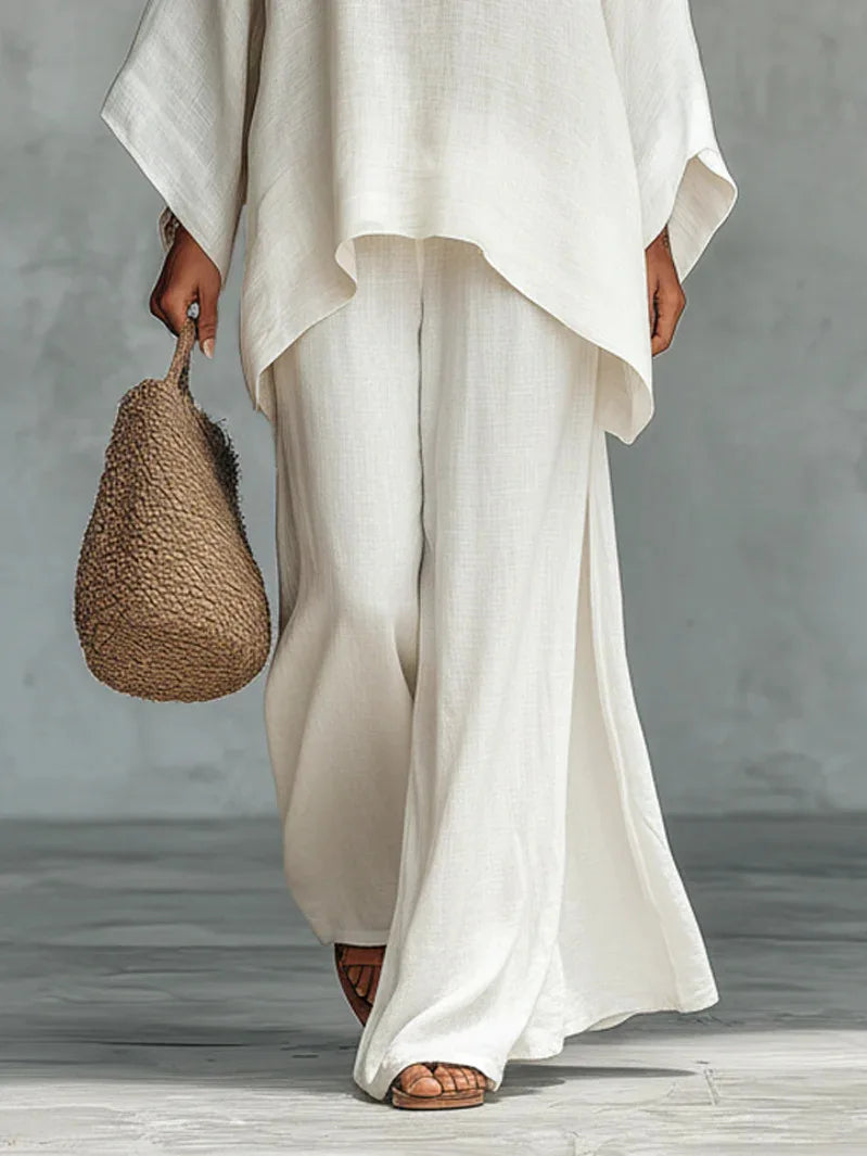 Women's Asymmetrical Top and Fluid Trousers Set