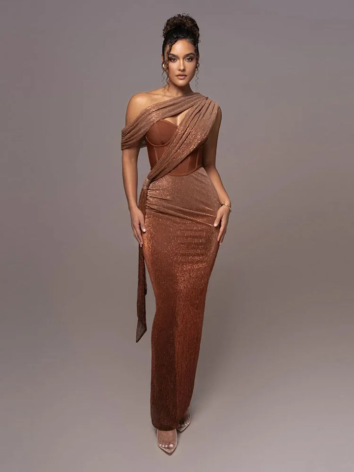 Robe Longue Femme Épaule Dénudée Soirée