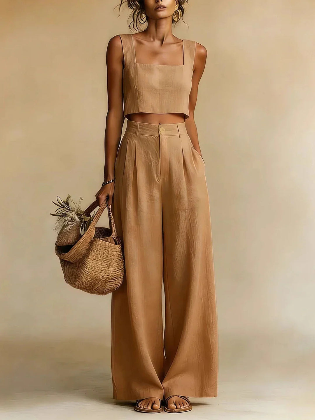 Ensemble Femme Haut et Pantalon Palazzo Fluide