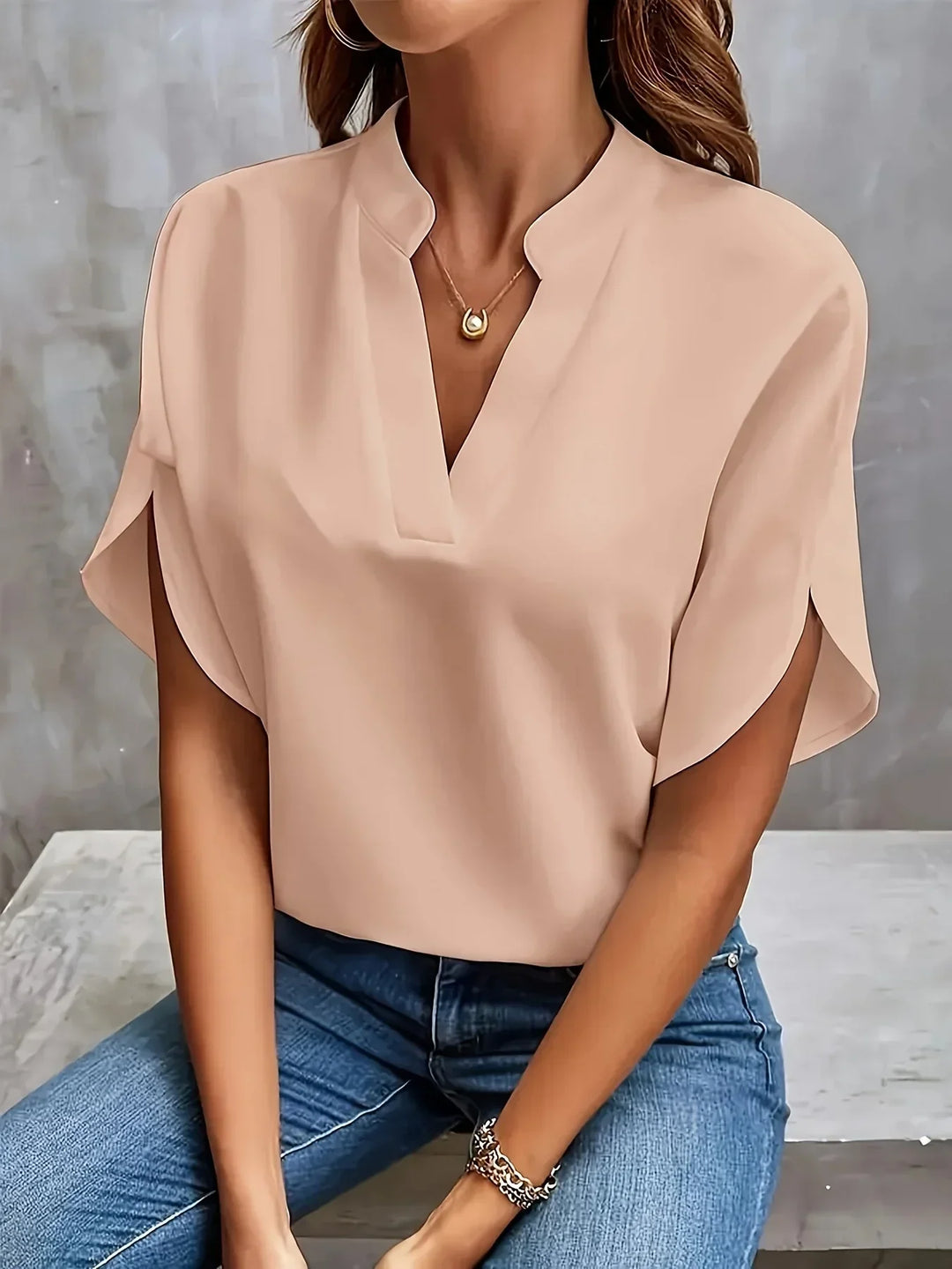 Blouse Col V Femme Manches Courtes